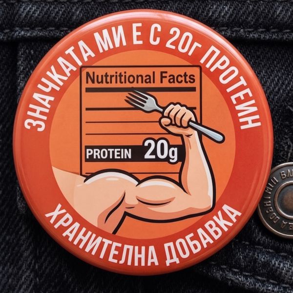 Значка "Значката ми е с 20гр протеин"