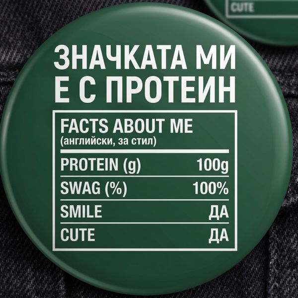 Значка "100гр протеин и 100% swag"